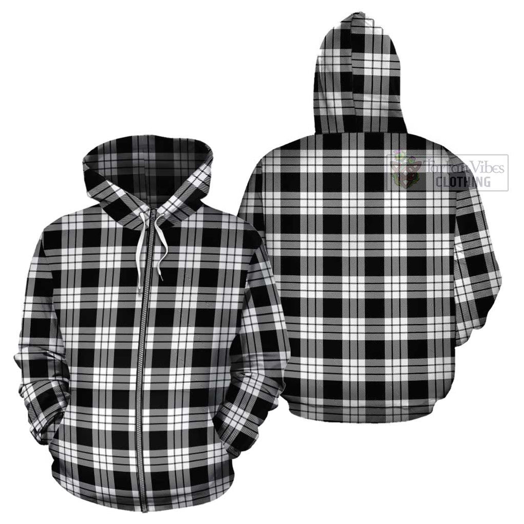 MacFarlane Black White Tartan Cotton Hoodie Zip Hoodie - Tartan Vibes Clothing