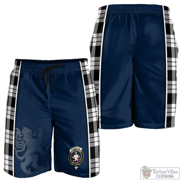 MacFarlane Black White Tartan Men's Shorts with Family Crest and Lion Rampant Vibes Sport Style