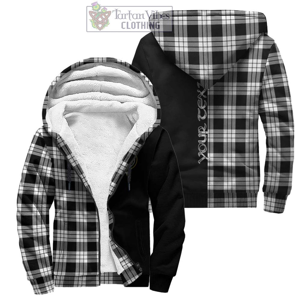 MacFarlane Black White Tartan Sherpa Hoodie with Family Crest and Half Of Me Style Unisex - Tartanvibesclothing Shop