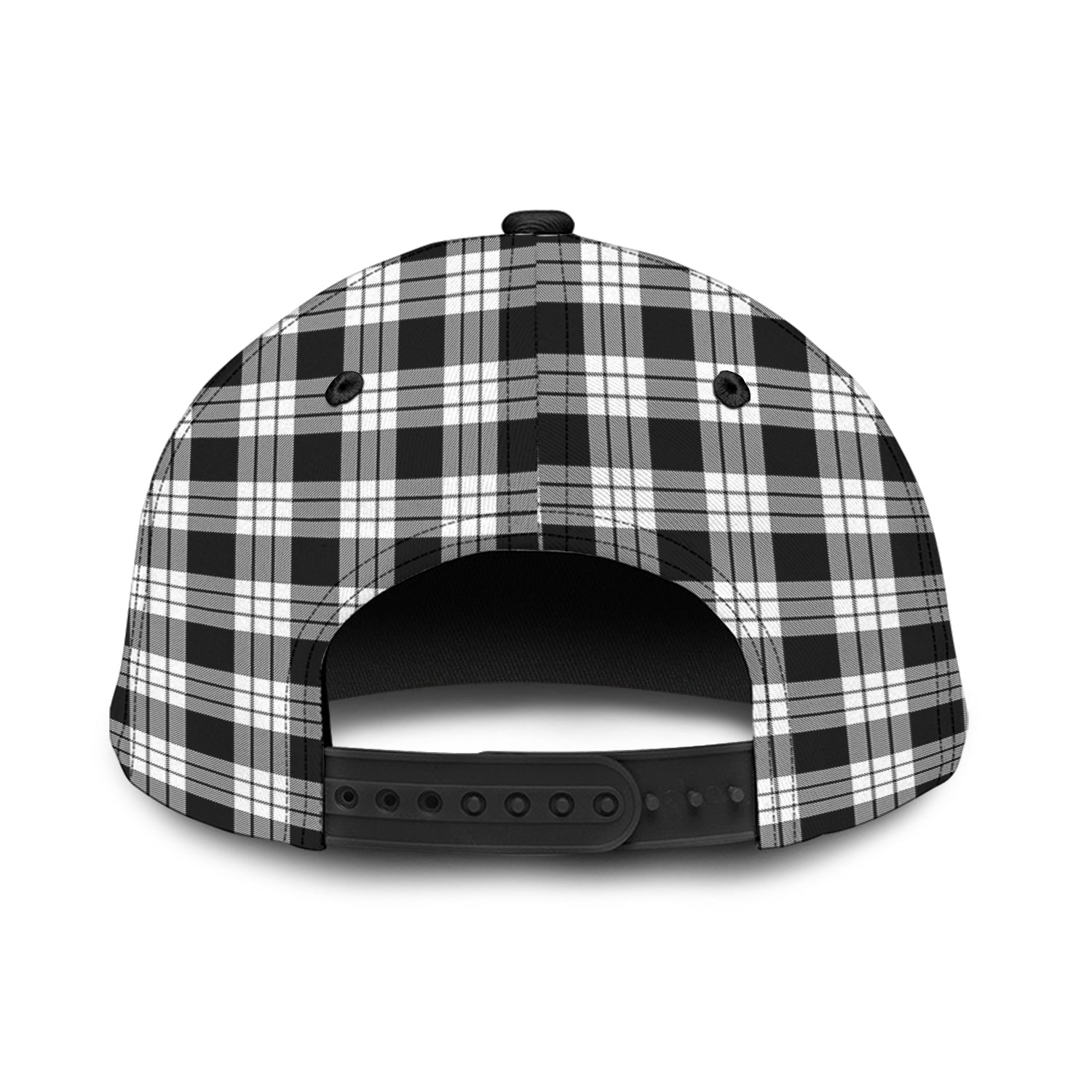 MacFarlane Black White Tartan Classic Cap with Family Crest - Tartan Vibes Clothing