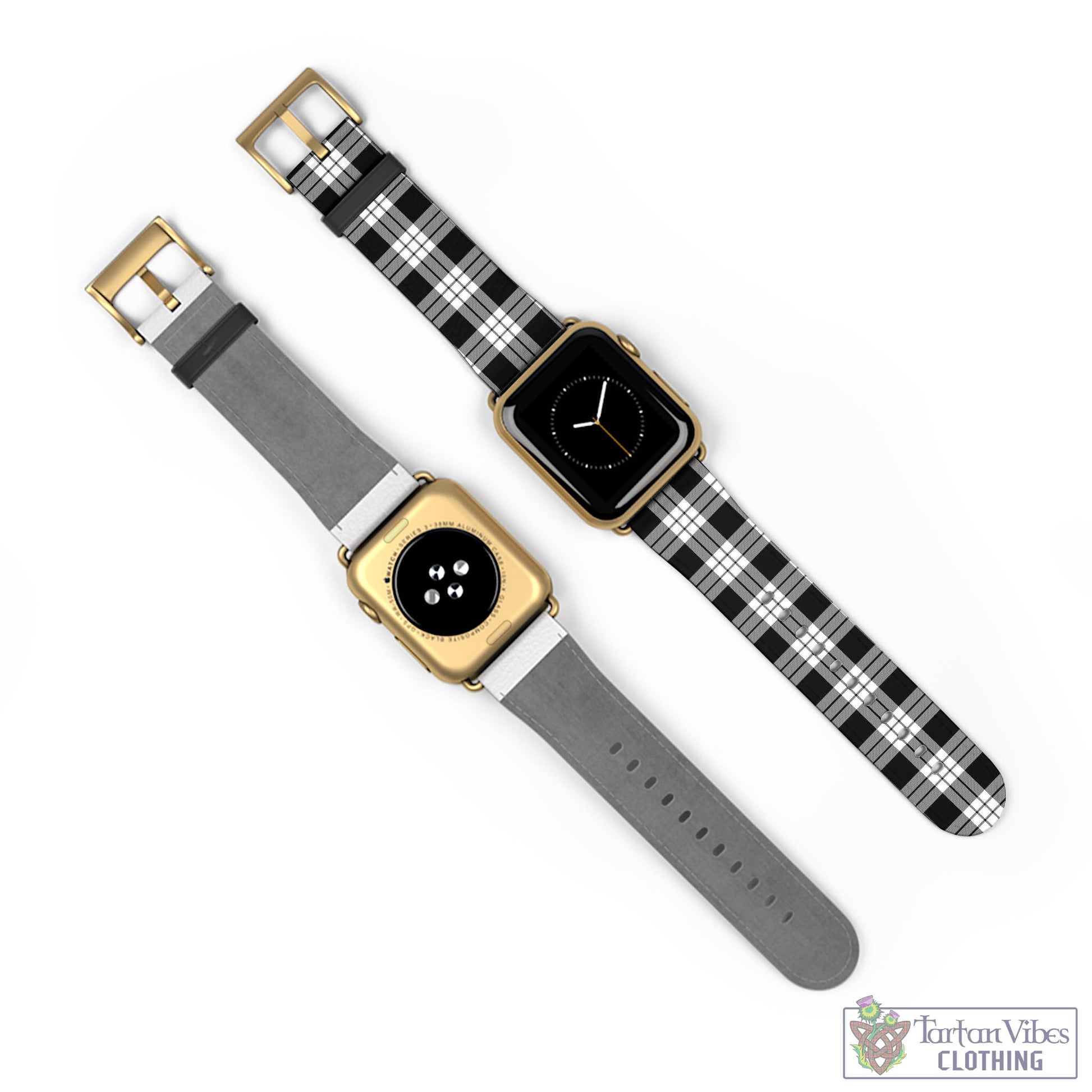 Tartan Vibes Clothing MacFarlane Black White Tartan Watch Band