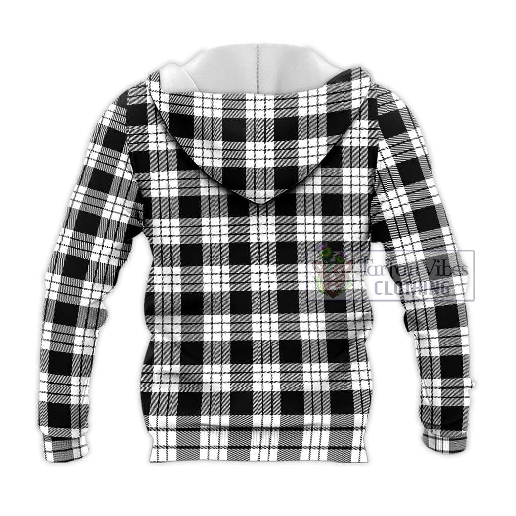 MacFarlane Black White Tartan Knitted Hoodie with Family Crest DNA In Me Style - Tartanvibesclothing Shop