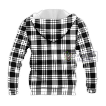 MacFarlane Black White Tartan Knitted Hoodie with Family Crest DNA In Me Style