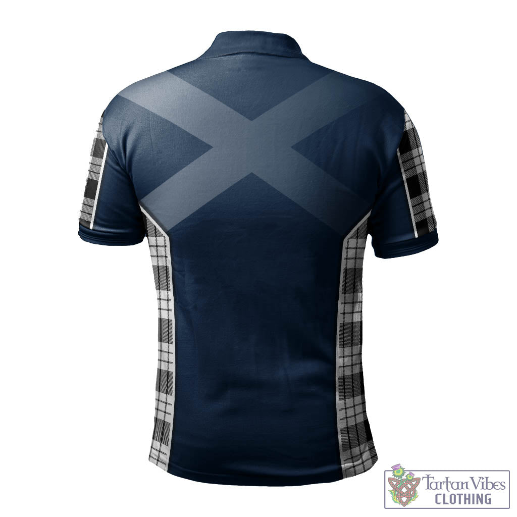 Tartan Vibes Clothing MacFarlane Black White Tartan Men's Polo Shirt with Family Crest and Scottish Thistle Vibes Sport Style