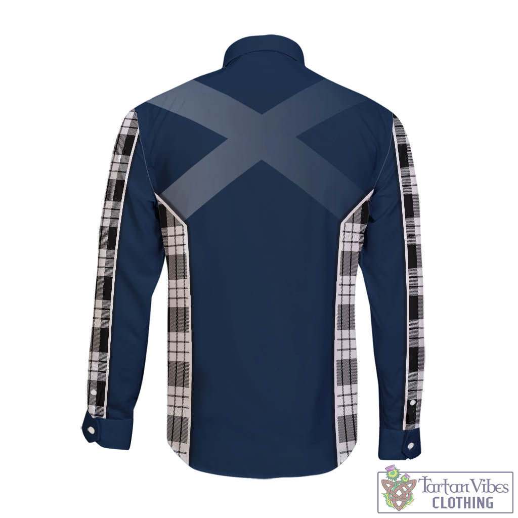 Tartan Vibes Clothing MacFarlane Black White Tartan Long Sleeve Button Up Shirt with Family Crest and Scottish Thistle Vibes Sport Style