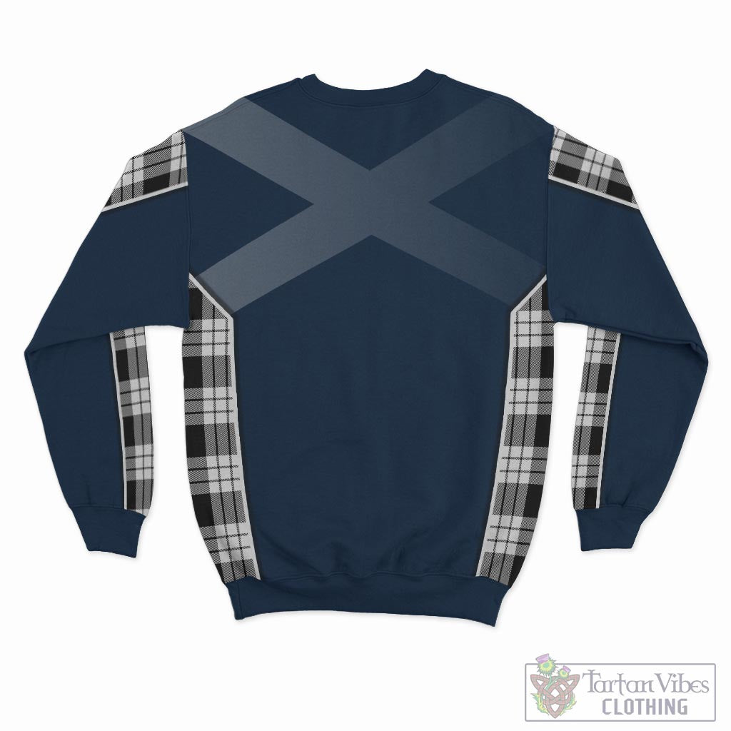 Tartan Vibes Clothing MacFarlane Black White Tartan Sweatshirt with Family Crest and Scottish Thistle Vibes Sport Style