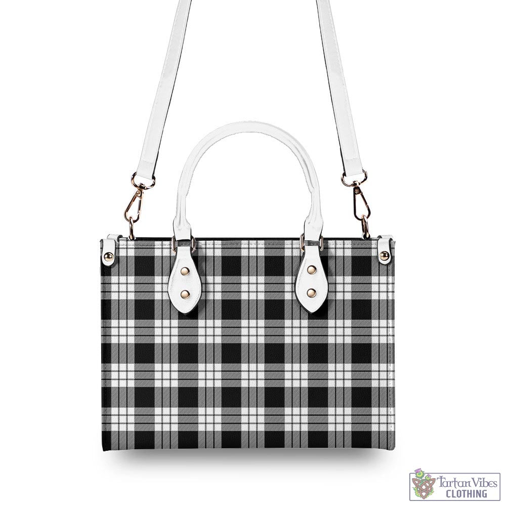 Tartan Vibes Clothing MacFarlane Black White Tartan Luxury Leather Handbags