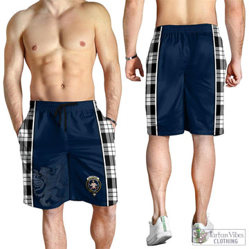 MacFarlane Black White Tartan Men's Shorts with Family Crest and Lion Rampant Vibes Sport Style