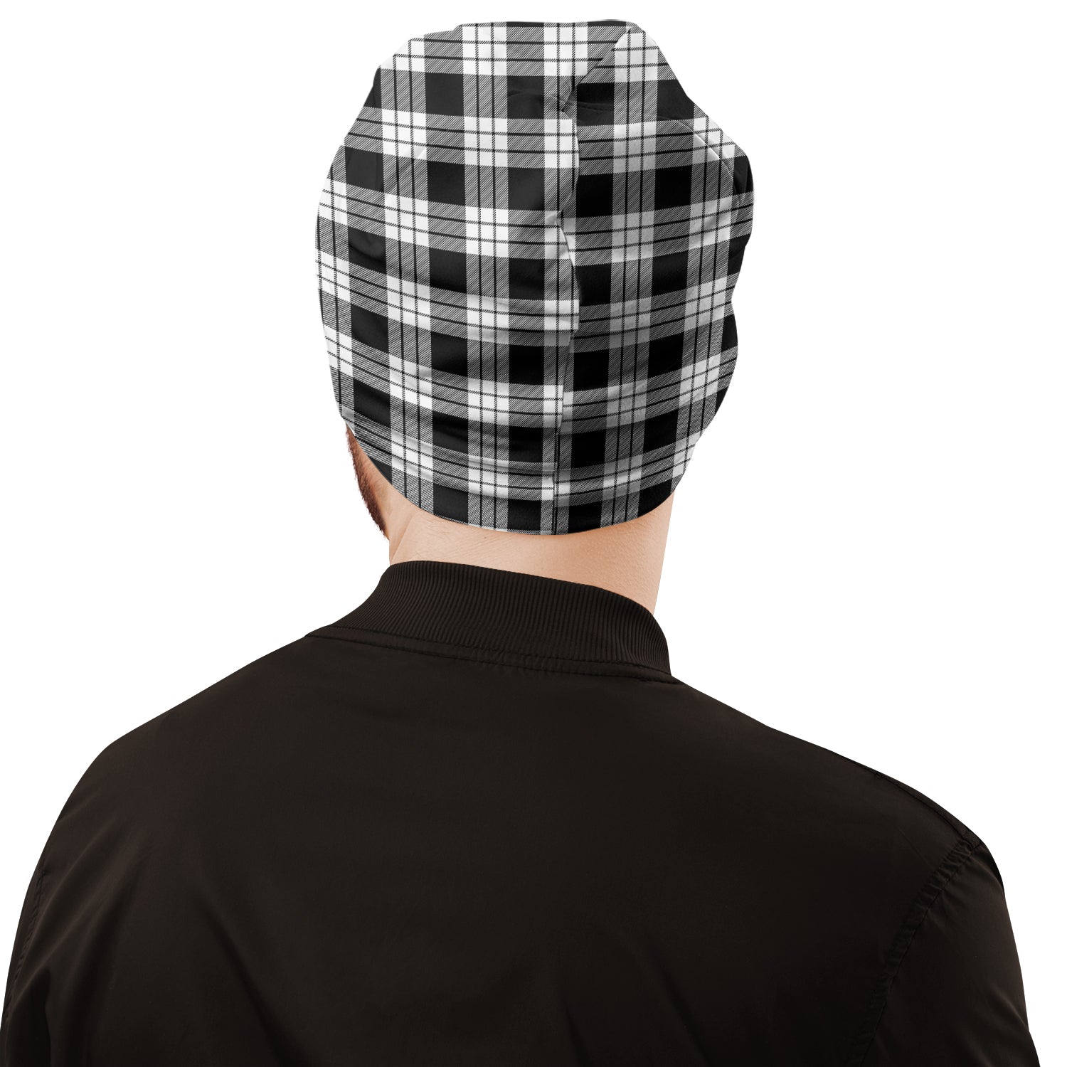 macfarlane-black-white-tartan-beanies-hat-with-family-crest