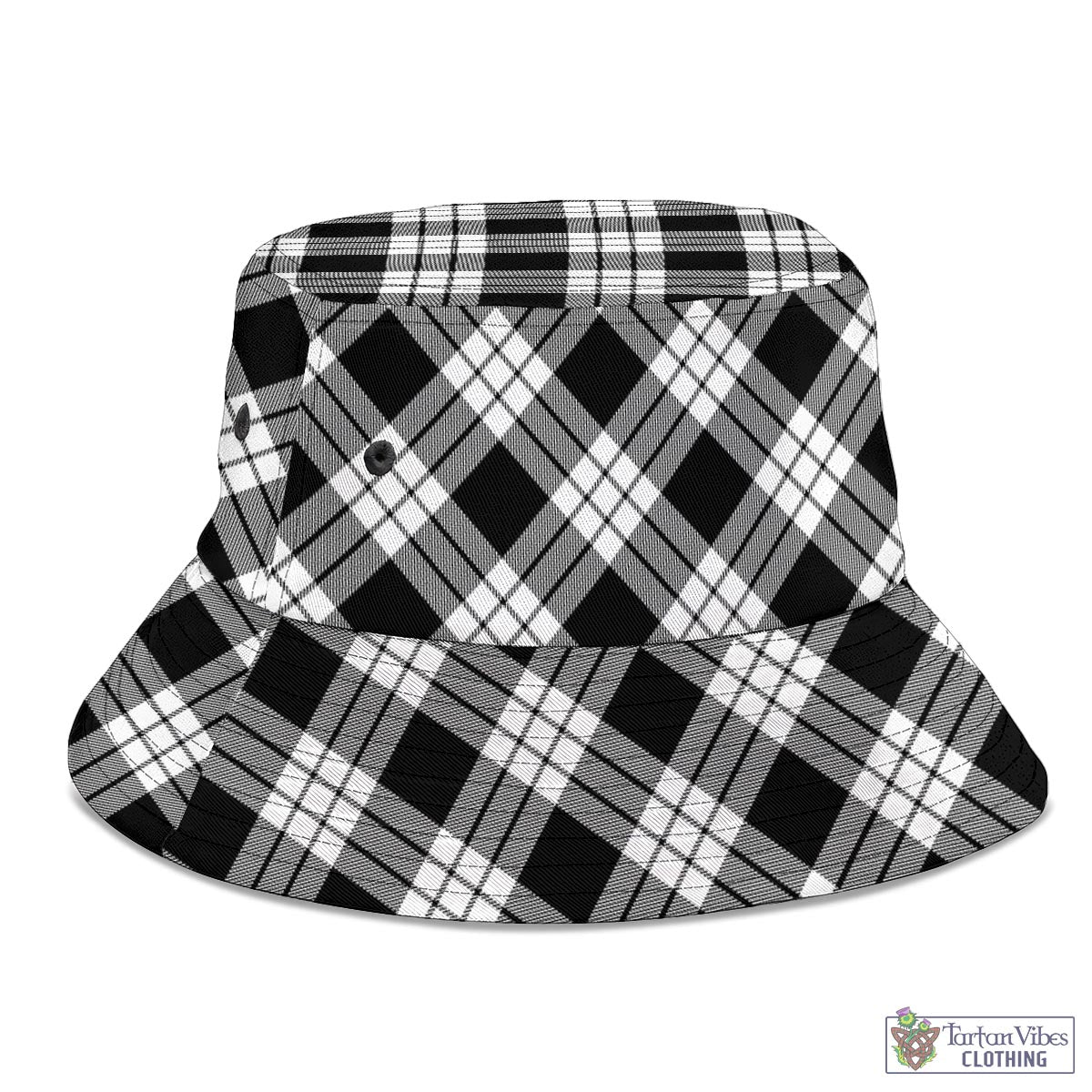 Tartan Vibes Clothing MacFarlane Black White Tartan Bucket Hat