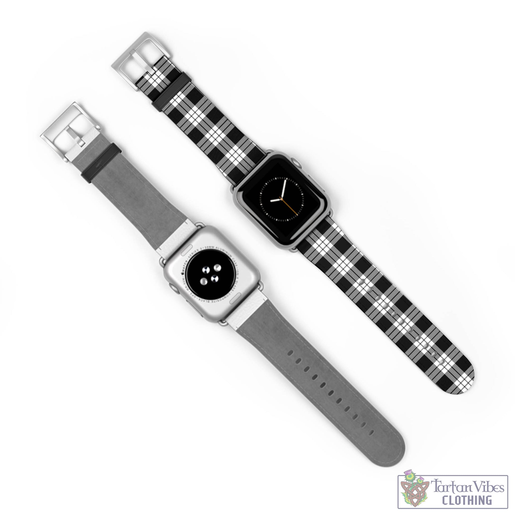 Tartan Vibes Clothing MacFarlane Black White Tartan Watch Band