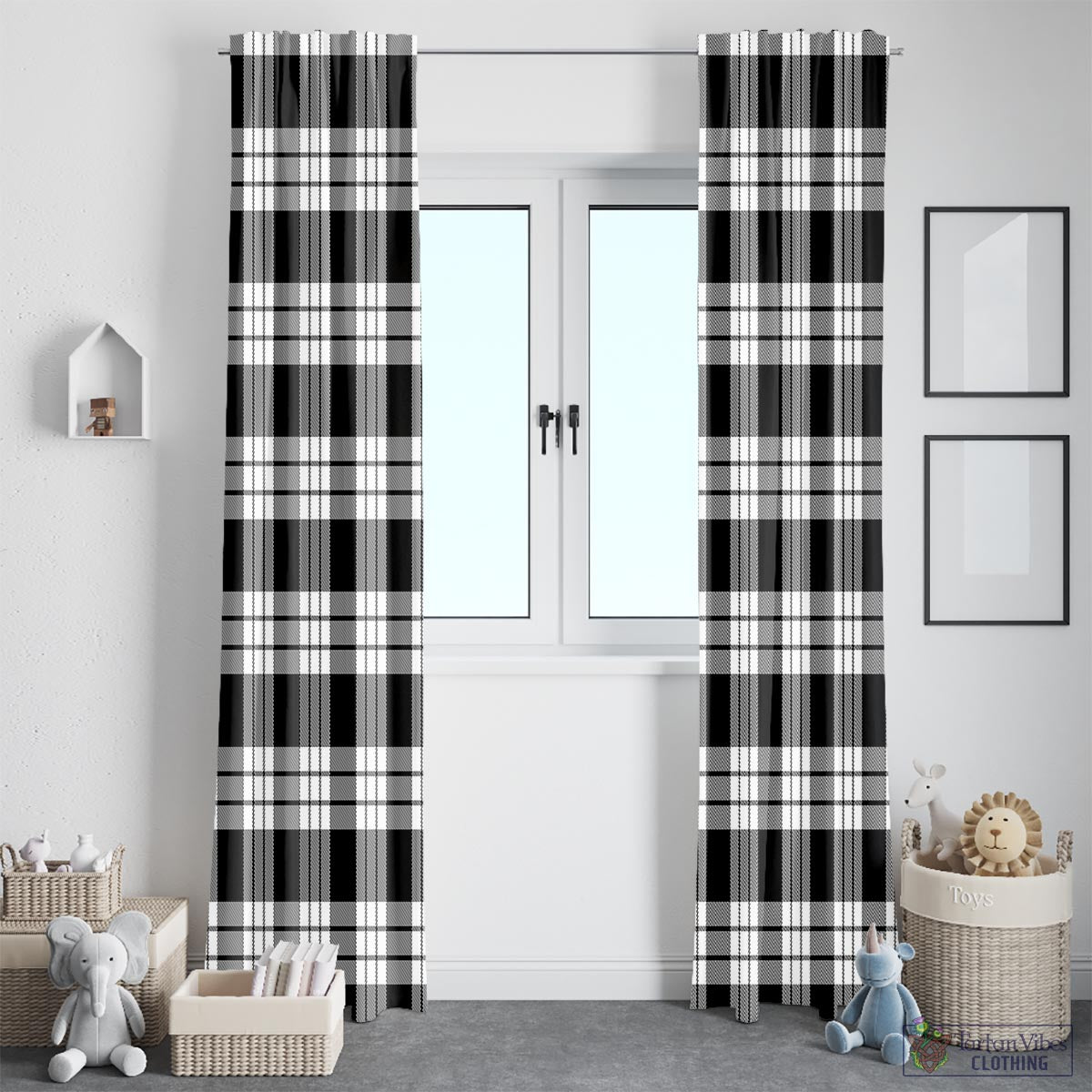 MacFarlane Black White Tartan Window Curtain