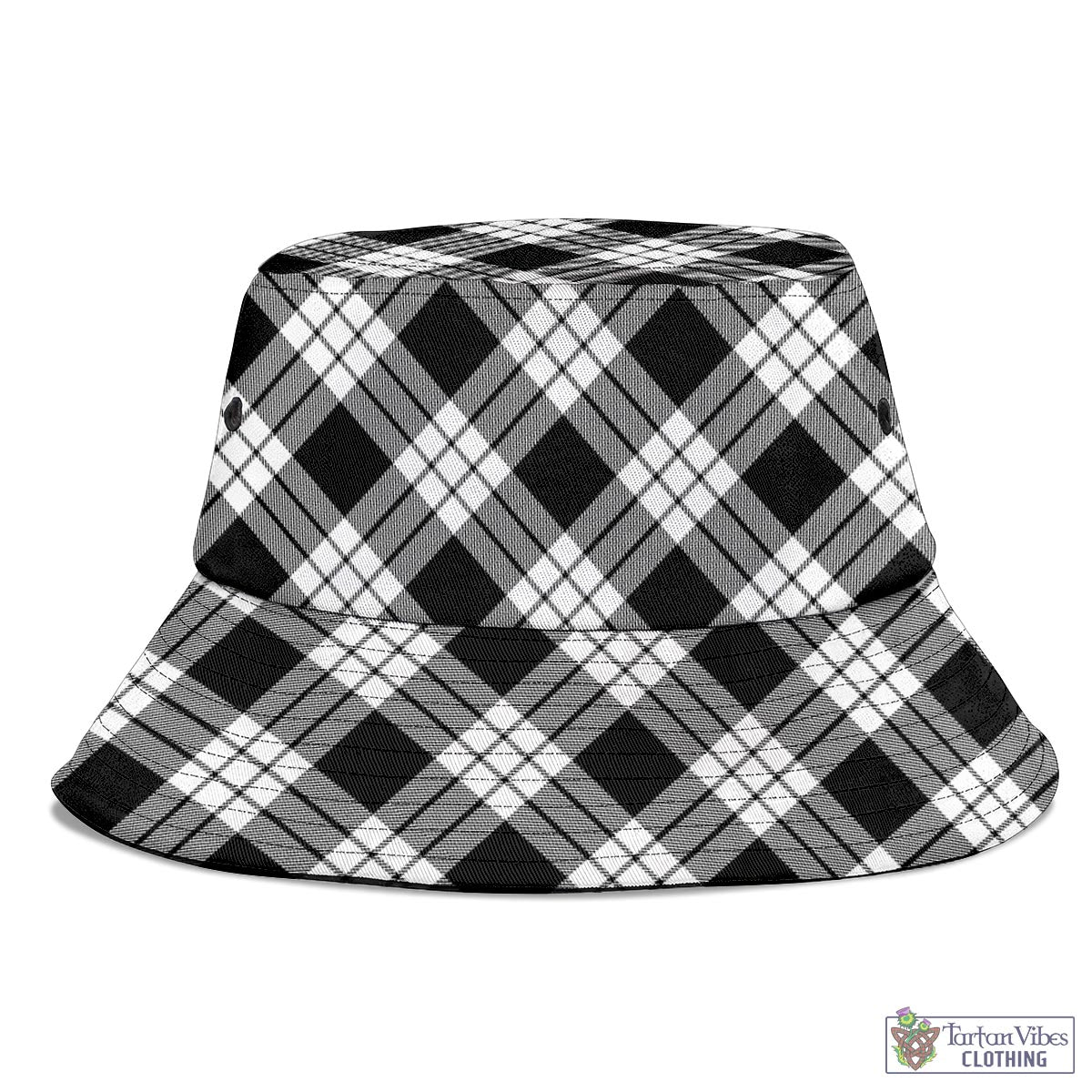 Tartan Vibes Clothing MacFarlane Black White Tartan Bucket Hat