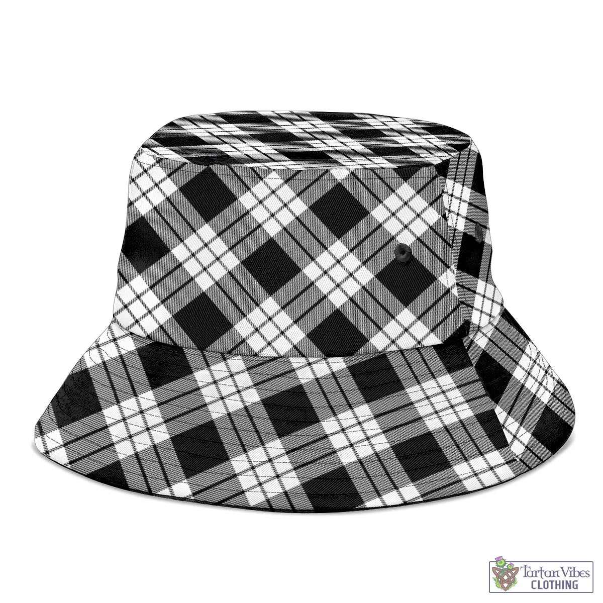 Tartan Vibes Clothing MacFarlane Black White Tartan Bucket Hat