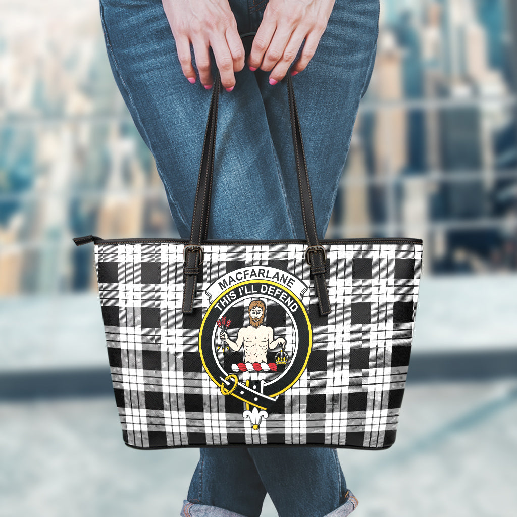 macfarlane-black-white-tartan-leather-tote-bag-with-family-crest