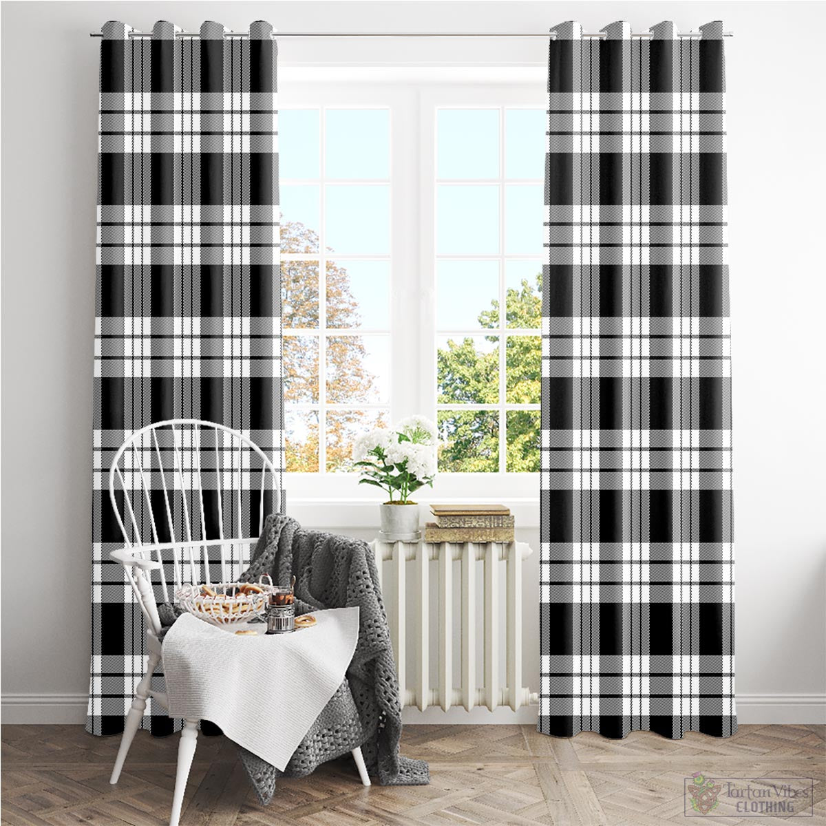 MacFarlane Black White Tartan Window Curtain