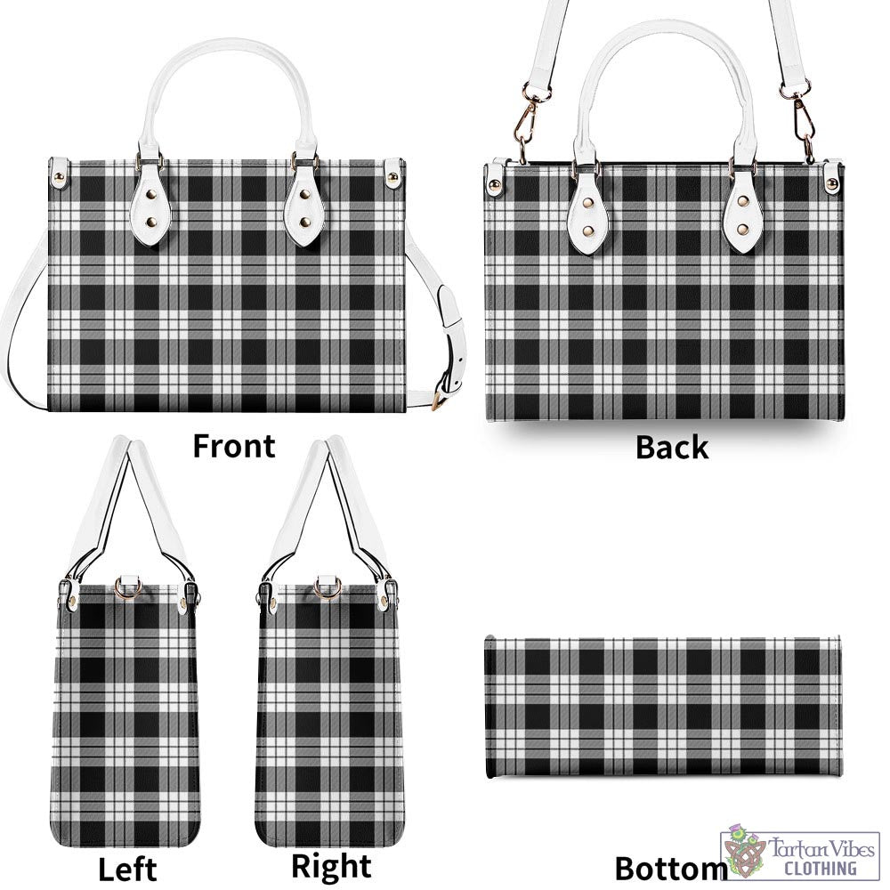 Tartan Vibes Clothing MacFarlane Black White Tartan Luxury Leather Handbags