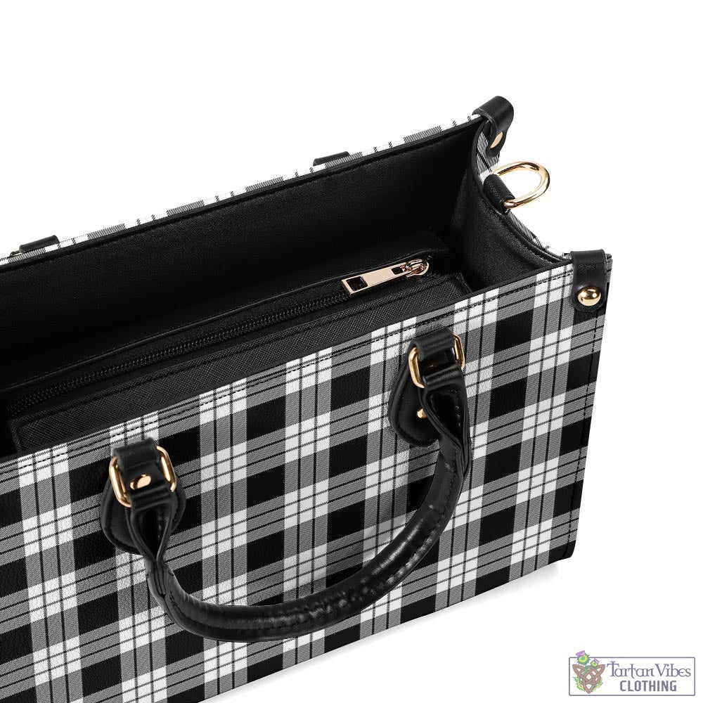 Tartan Vibes Clothing MacFarlane Black White Tartan Luxury Leather Handbags