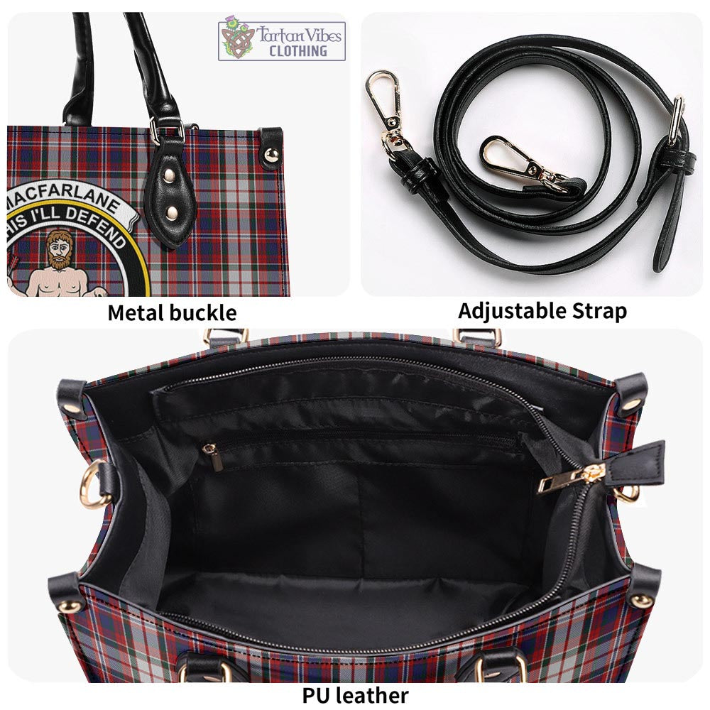 Tartan Vibes Clothing MacFarlane Dress Tartan Luxury Leather Handbags with Family Crest