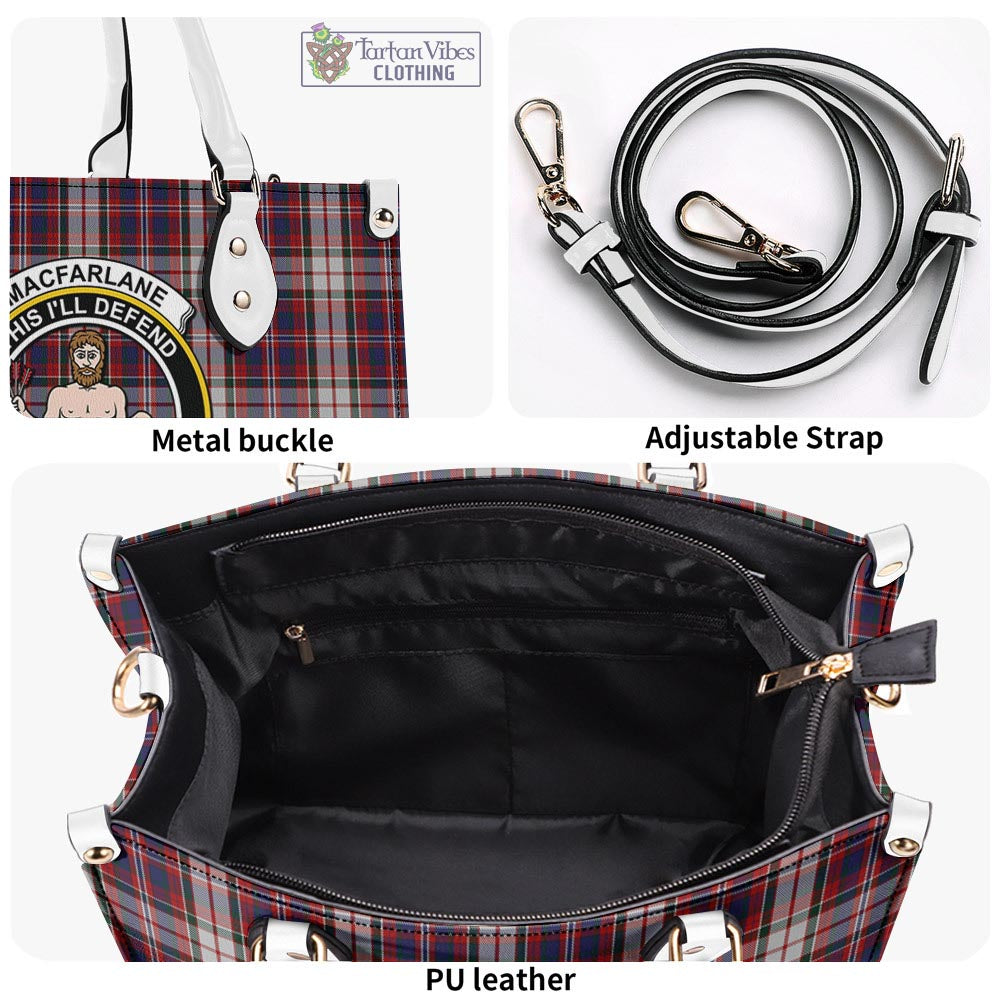 Tartan Vibes Clothing MacFarlane Dress Tartan Luxury Leather Handbags with Family Crest