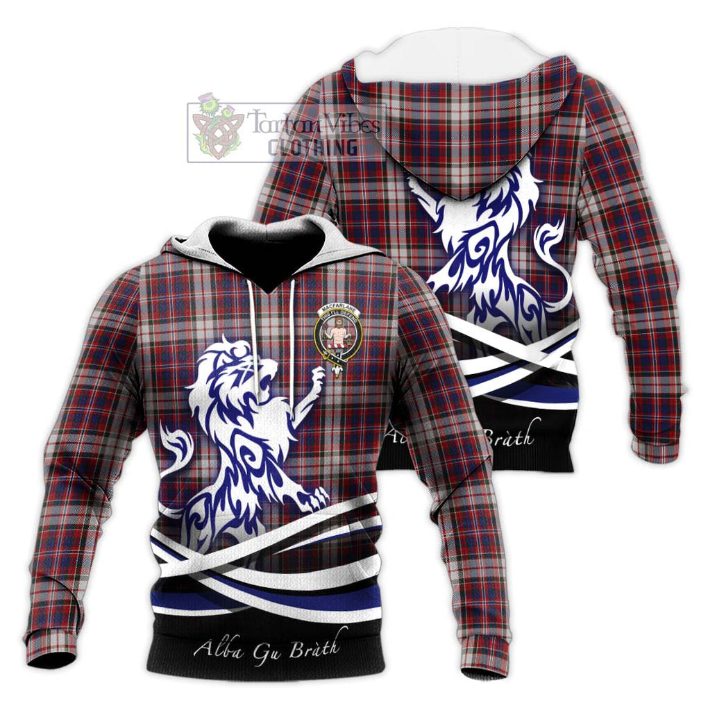 MacFarlane Dress Tartan Knitted Hoodie with Alba Gu Brath Regal Lion Emblem Unisex Knitted Pullover Hoodie - Tartanvibesclothing Shop