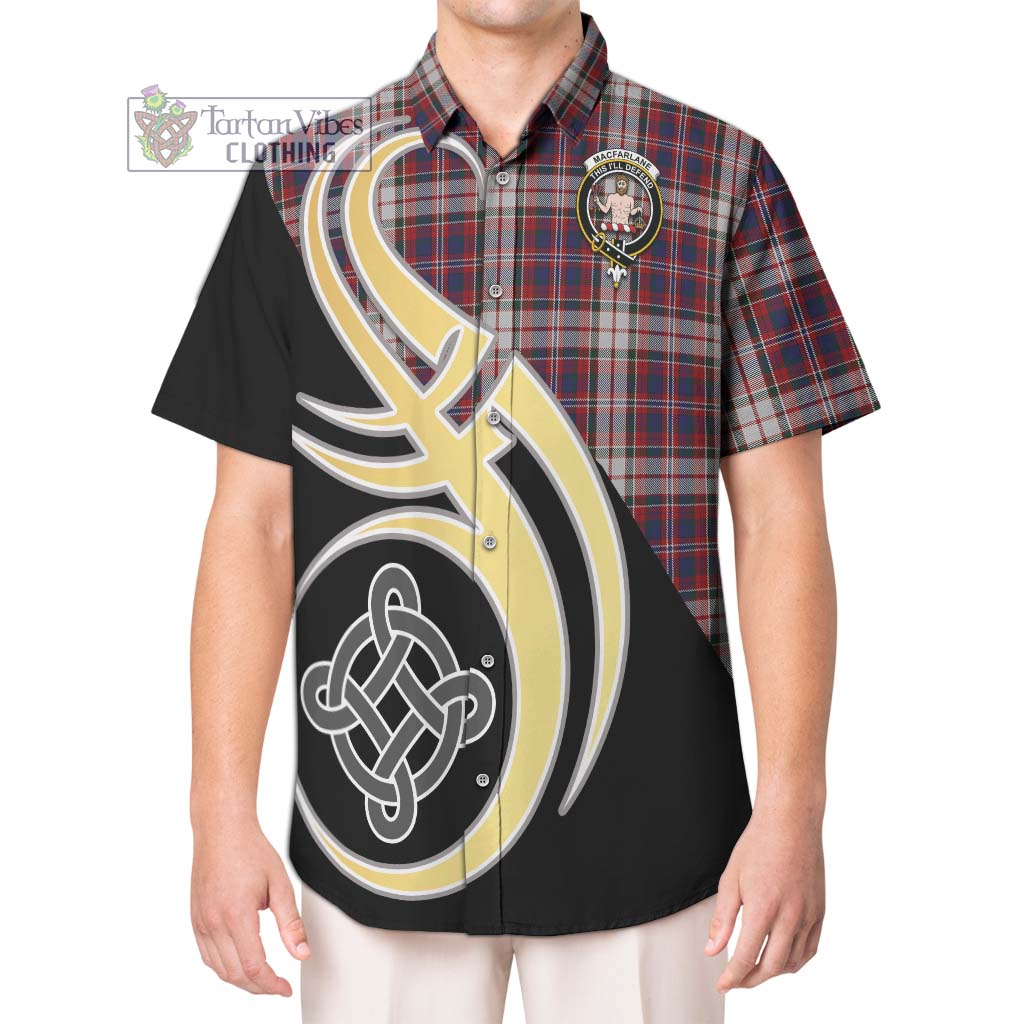 MacFarlane Dress Tartan Short Sleeve Button Shirt with Family Crest and Celtic Symbol Style Kid - Tartan Vibes Clothing