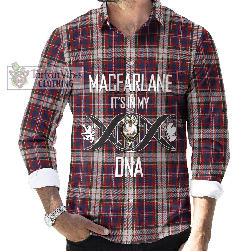 MacFarlane Dress Tartan Long Sleeve Button Shirt with Family Crest DNA In Me Style Men's Shirt S - Tartanvibesclothing Shop