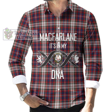 MacFarlane Dress Tartan Long Sleeve Button Shirt with Family Crest DNA In Me Style