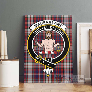 MacFarlane Dress Tartan Canvas Print Wall Art with Family Crest