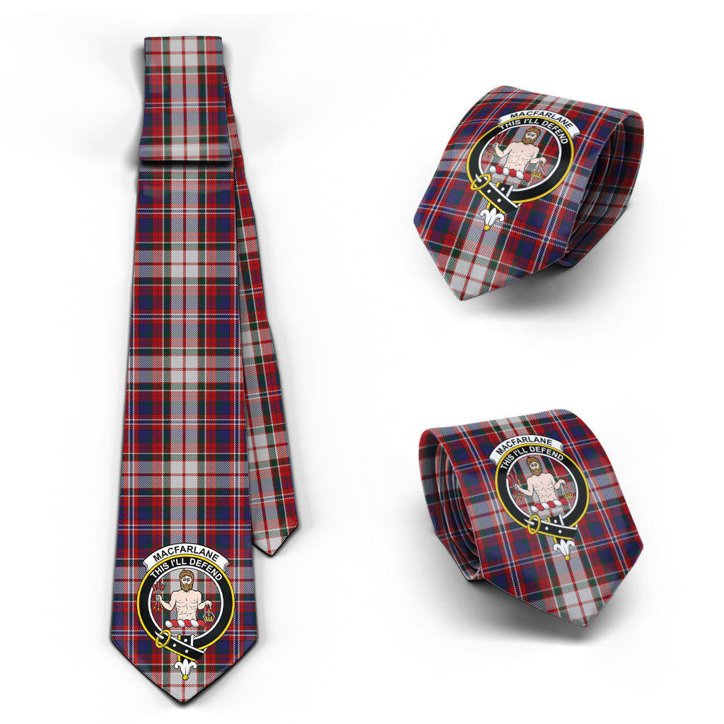 MacFarlane Dress Tartan Classic Necktie with Family Crest Necktie One Size - Tartan Vibes Clothing