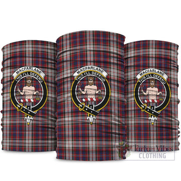 MacFarlane Dress Tartan Neck Gaiters, Tartan Bandanas, Tartan Head Band with Family Crest