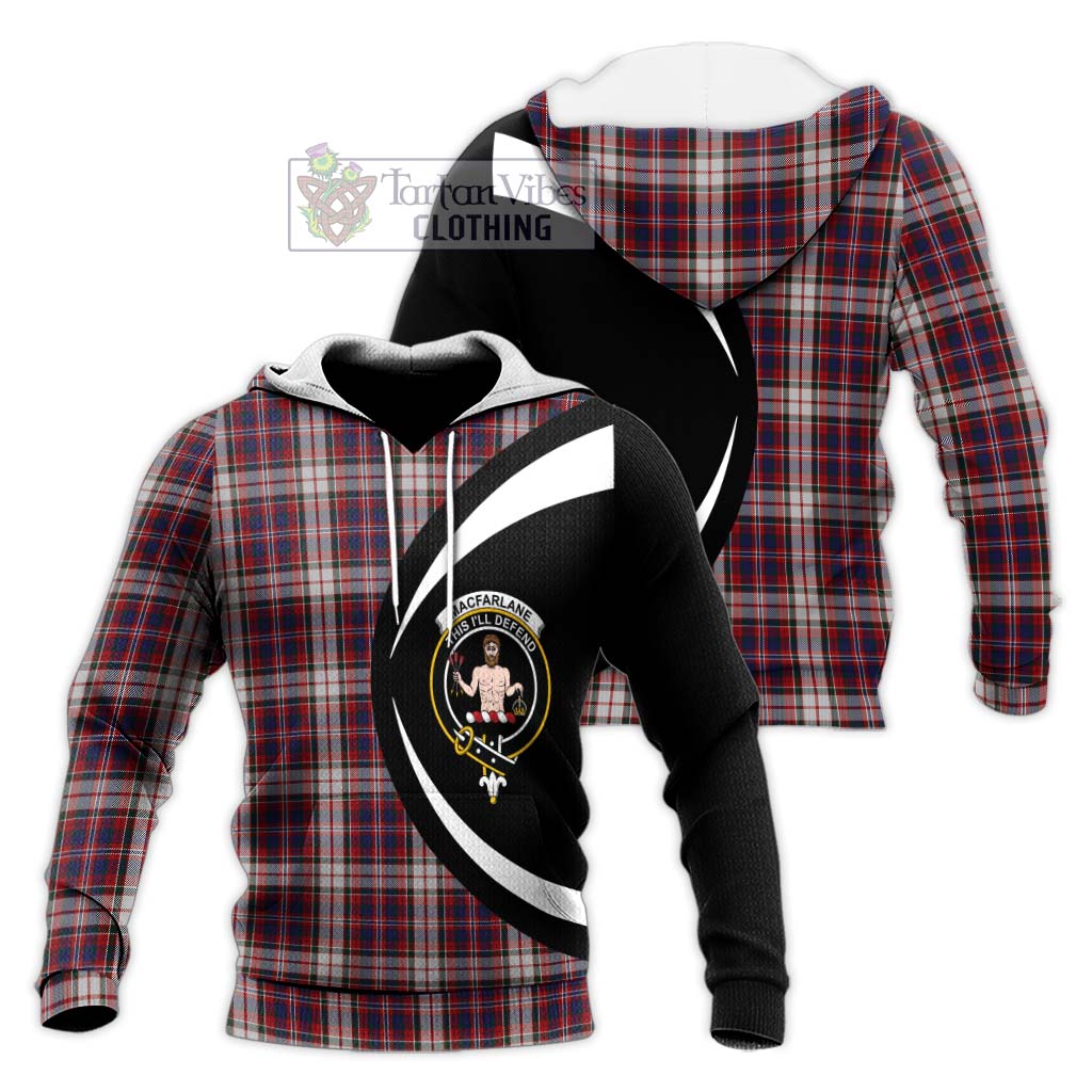 MacFarlane Dress Tartan Knitted Hoodie with Family Crest Circle Style Unisex Knitted Pullover Hoodie - Tartan Vibes Clothing