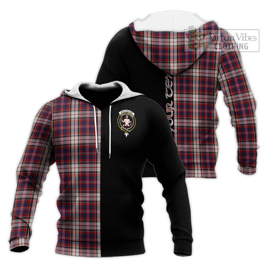 MacFarlane Dress Tartan Knitted Hoodie with Family Crest and Half Of Me Style Unisex Knitted Pullover Hoodie - Tartanvibesclothing Shop