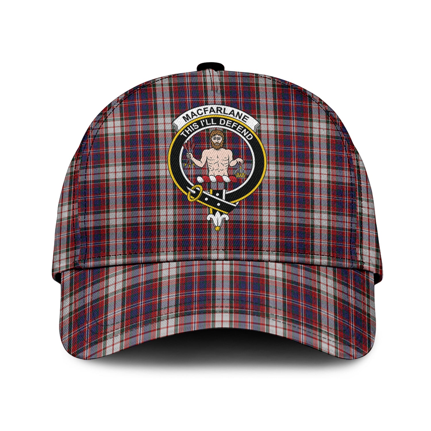 MacFarlane Dress Tartan Classic Cap with Family Crest Classic Cap Universal Fit - Tartan Vibes Clothing