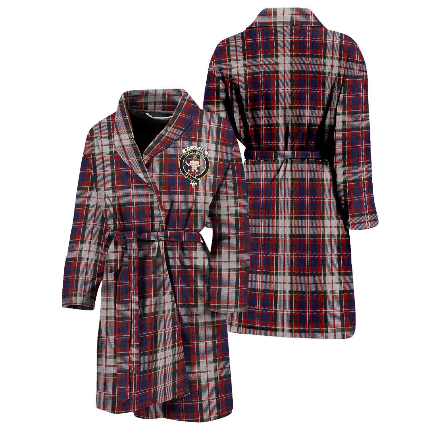 MacFarlane Dress Tartan Bathrobe with Family Crest Unisex S - Tartan Vibes Clothing