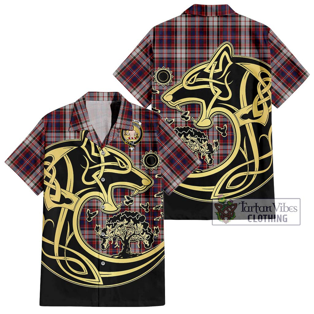 MacFarlane Dress Tartan Short Sleeve Button Shirt with Family Crest Celtic Wolf Style Kid - Tartan Vibes Clothing