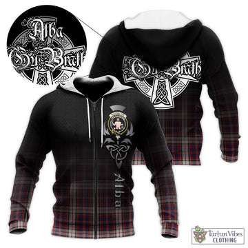 MacFarlane Dress Tartan Knitted Hoodie Featuring Alba Gu Brath Family Crest Celtic Inspired