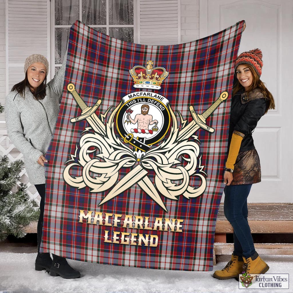 Tartan Vibes Clothing MacFarlane Dress Tartan Blanket with Clan Crest and the Golden Sword of Courageous Legacy