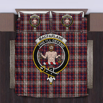 MacFarlane Dress Tartan Quilt Bed Set with Family Crest