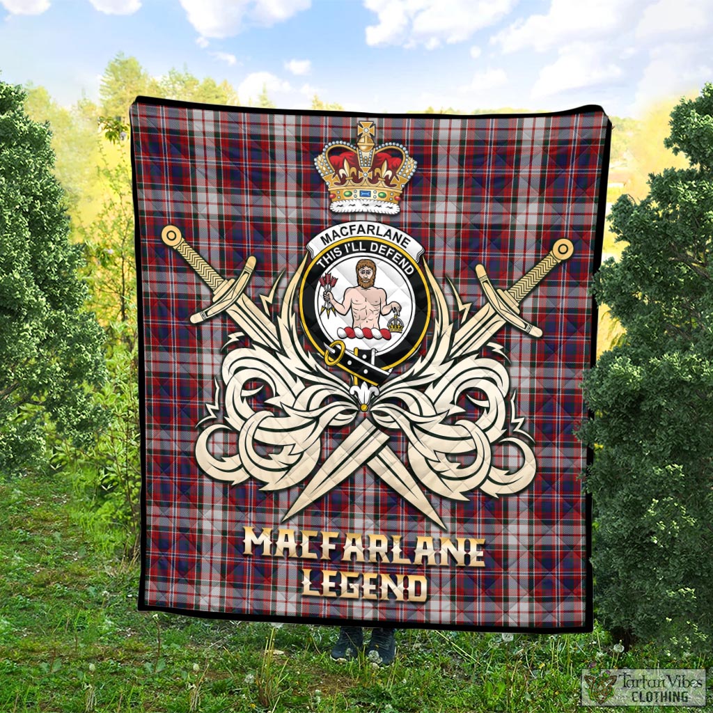 Tartan Vibes Clothing MacFarlane Dress Tartan Quilt with Clan Crest and the Golden Sword of Courageous Legacy