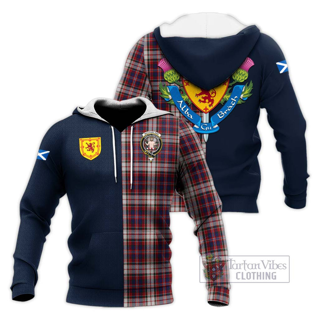 Tartan Vibes Clothing MacFarlane Dress Tartan Knitted Hoodie with Scottish Lion Royal Arm Half Style