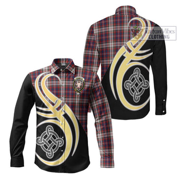 MacFarlane Dress Tartan Long Sleeve Button Shirt with Family Crest and Celtic Symbol Style