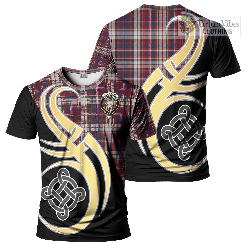 Tartan Vibes Clothing MacFarlane Dress Tartan T-Shirt with Family Crest and Celtic Symbol Style