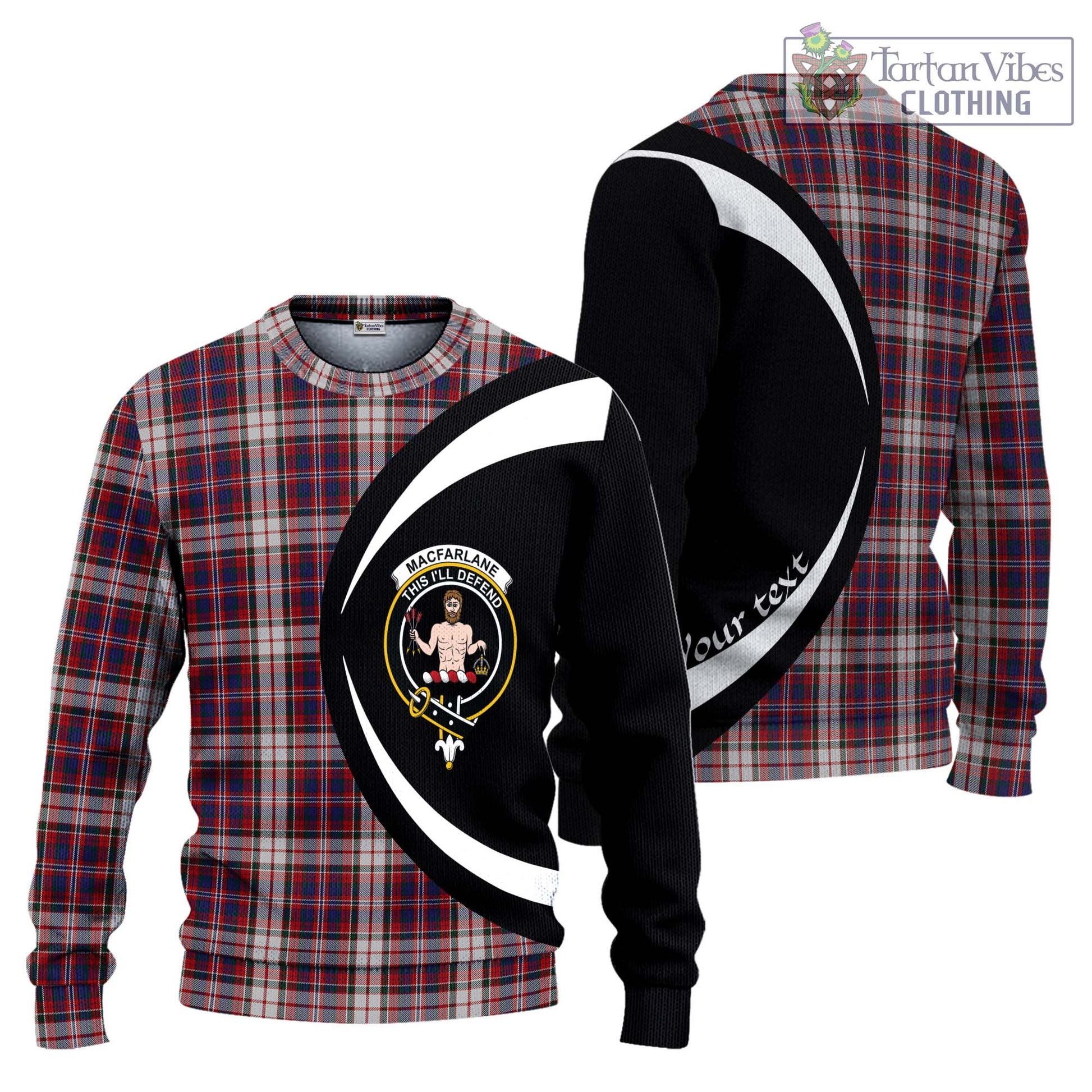 MacFarlane Dress Tartan Knitted Sweater with Family Crest Circle Style Unisex - Tartan Vibes Clothing