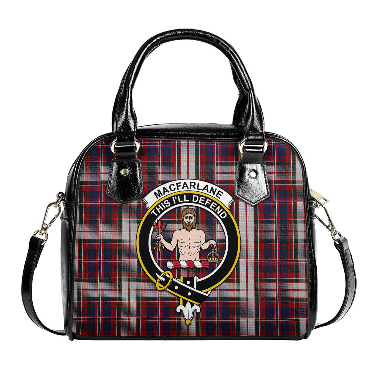 MacFarlane Dress Tartan Shoulder Handbags with Family Crest One Size 6*25*22 cm - Tartanvibesclothing