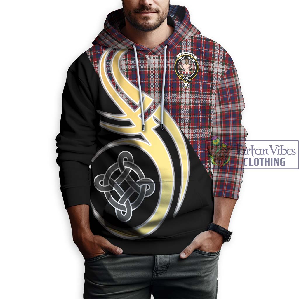 Tartan Vibes Clothing MacFarlane Dress Tartan Hoodie with Family Crest and Celtic Symbol Style