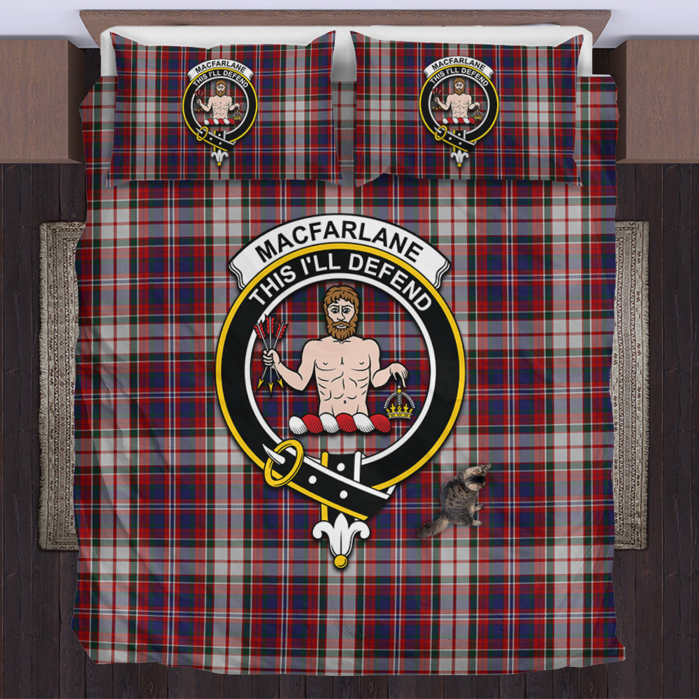 MacFarlane Dress Tartan Bedding Set with Family Crest US Bedding Set - Tartan Vibes Clothing