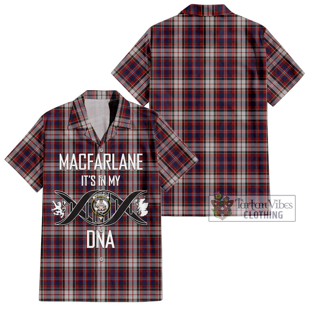 MacFarlane Dress Tartan Short Sleeve Button Shirt with Family Crest DNA In Me Style Kid - Tartanvibesclothing Shop