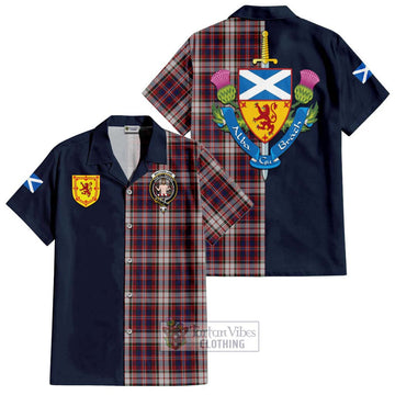 MacFarlane Dress Tartan Short Sleeve Button Shirt Alba with Scottish Lion Royal Arm Half Style