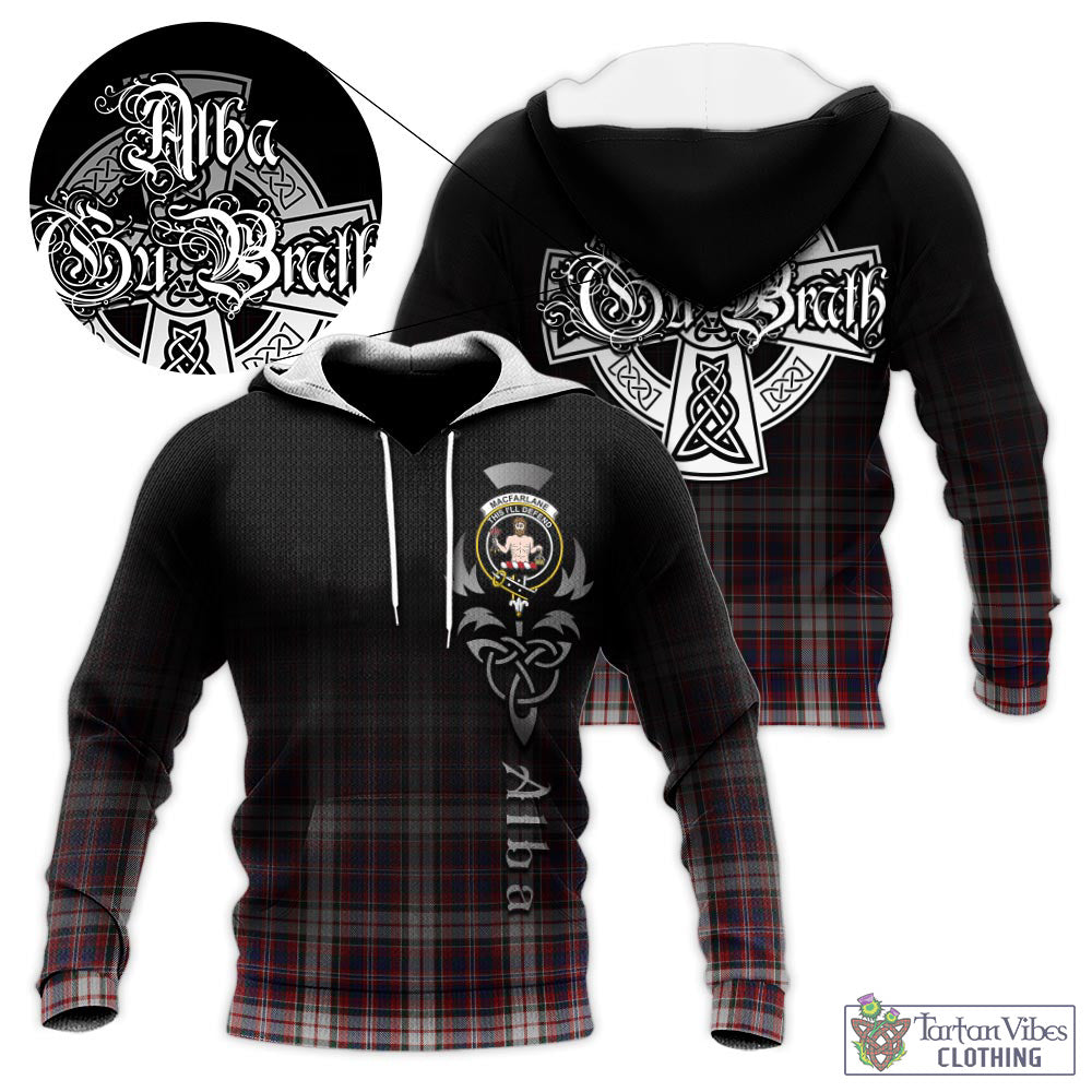 Tartan Vibes Clothing MacFarlane Dress Tartan Knitted Hoodie Featuring Alba Gu Brath Family Crest Celtic Inspired